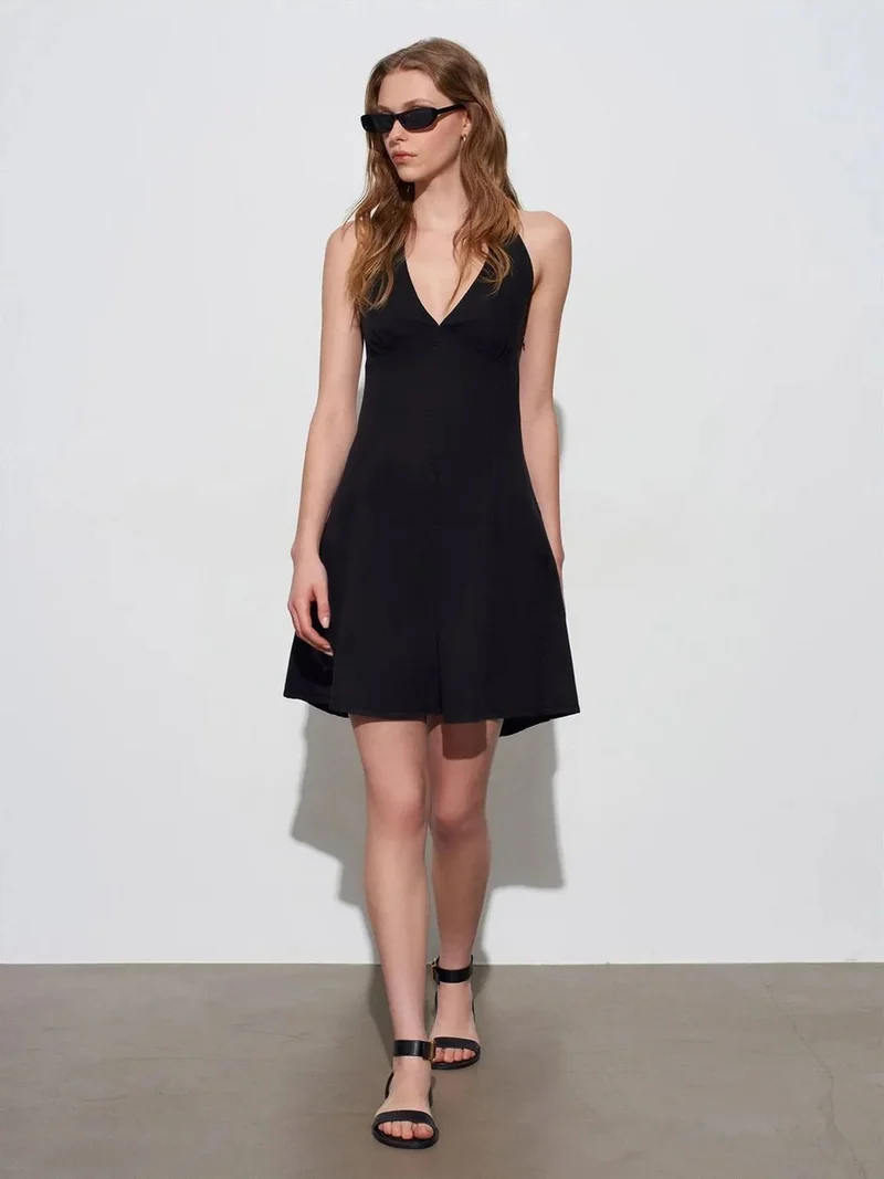 ديلفين DILVIN Halter Neck A-Line Mini Dress