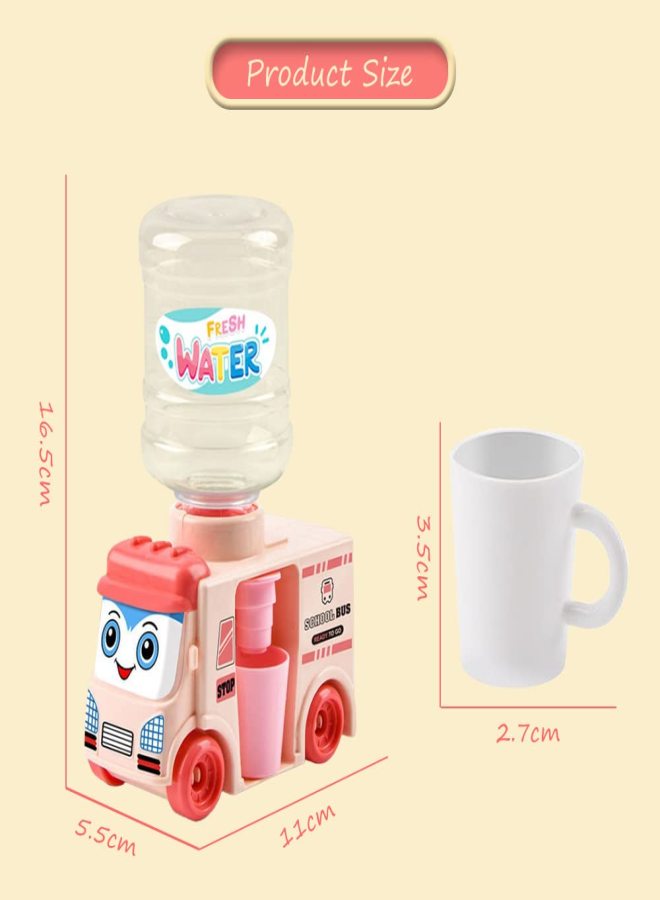 Mini Water Dispenser Toy School Bus Water Dispenser Children Children Toys 0-3 Years Old Boys and Girls (1 Powder 1 Blue) - Image 3