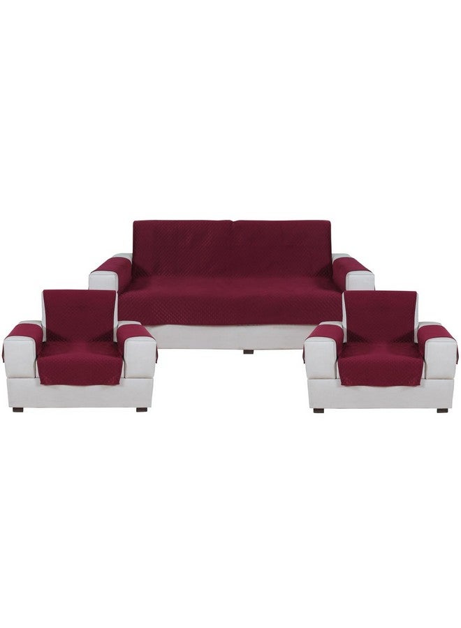 Nendle Luxurious Soft Velvet Quilted Anti-Slip Sofa Cover 5 Seater Fully Covered with Combined Sofa Seat, Back and Arms Protector Covers (Maroon, Pack of 3+1+1) - Image 2