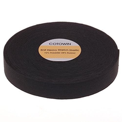 COTOWIN 1-inch Wide Black Heavy Knit Heavy Elastic (10 Yards) - Image 2