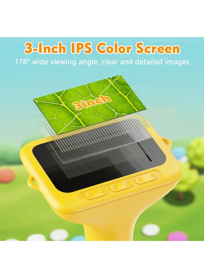 Orange Handheld Digital Microscope For Kids 1000x Magnification 3 Inch IPS HD Screen USB Powered Science Toy PC Laptop Educational Gift - Image 3