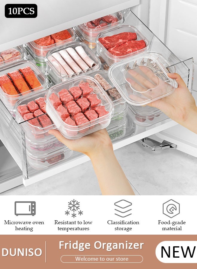 DUNISO 10Pcs Food-Grade Freezer Containers With Lids, 650ml Clear Plastic Meal Prep Boxes, Stackable Refrigerator Organizer Bins with Lids,Microwave & Freezer Safe, Kitchen Food Storage Organizer, Dishwasher Safe - Image 1