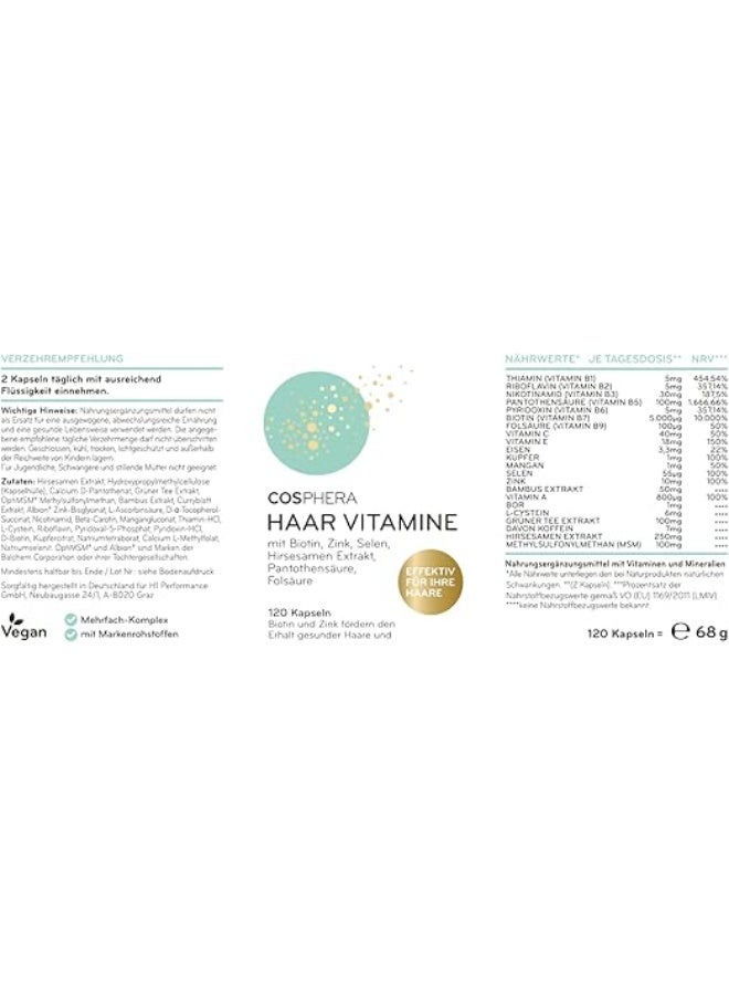 كوسفيرا حبوب لشعر صحي  دعم نمو الشعر وتحسين قوة الشعر 120 كبسولة نباتية - تكفي لمدة شهرين - Image 4