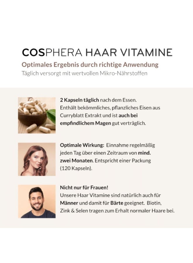 كوسفيرا حبوب لشعر صحي  دعم نمو الشعر وتحسين قوة الشعر 120 كبسولة نباتية - تكفي لمدة شهرين - Image 5