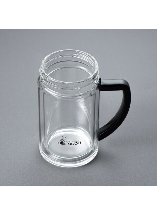 Heenoor Xino Double-layer Glass Cup For Men, Home And Office Use, With Handle, Tea Infuser Mug Xn-9321 435ml - Image 4