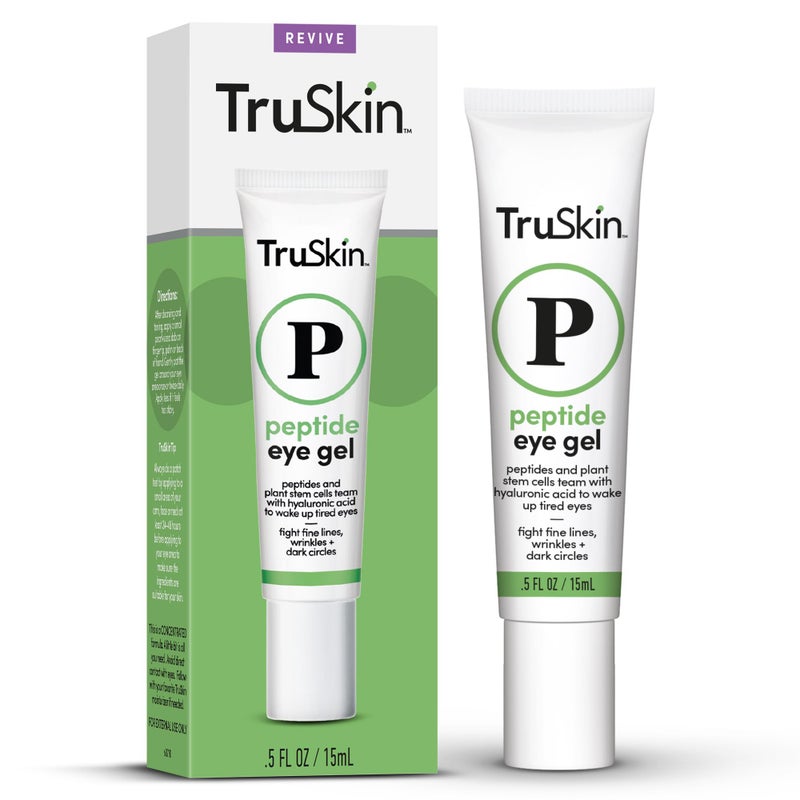 TruSkin Peptide Eye Gel â€“ Improve Look of Dark Circles & Lines for Brighter-Looking Eye Area â€“ Under Eye Care with Peptides, Plant Stem Cells, Hyaluronic Acid â€“ Wake Up Tired Eyes, 0.5 fl oz - Image 1