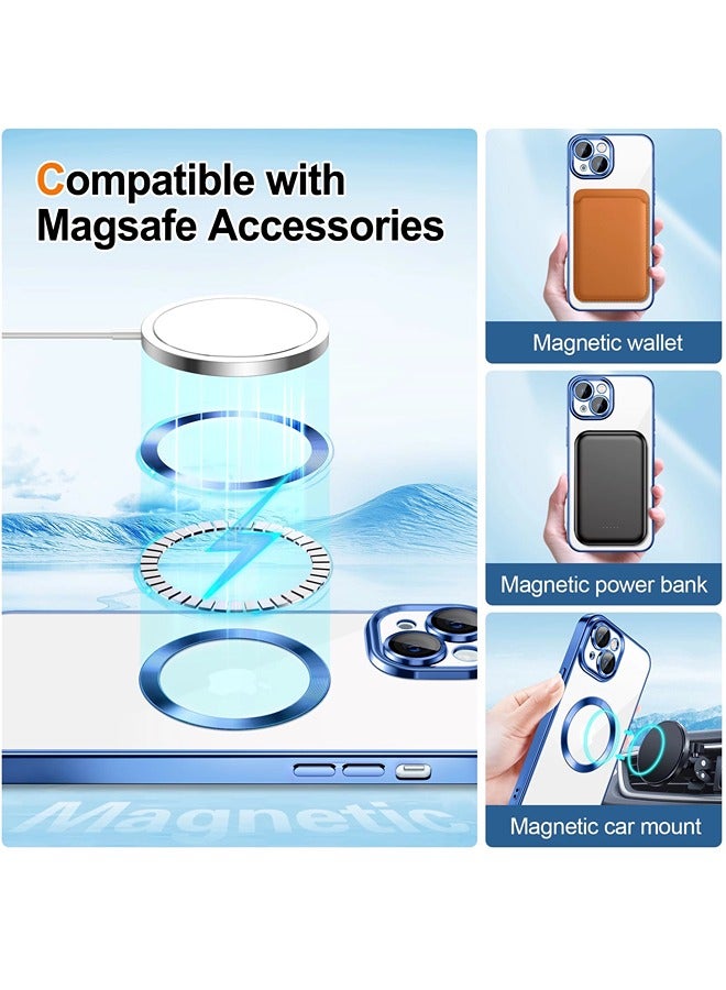 ShebSheb iPhone 15 Case Clear Magnetic Glitter Phone Cases [Compatible with MagSafe] Full Camera Lens Protector Slim Gradient Sparkle Luxury Plating Shockproof Protective Cover Women  - Image 5