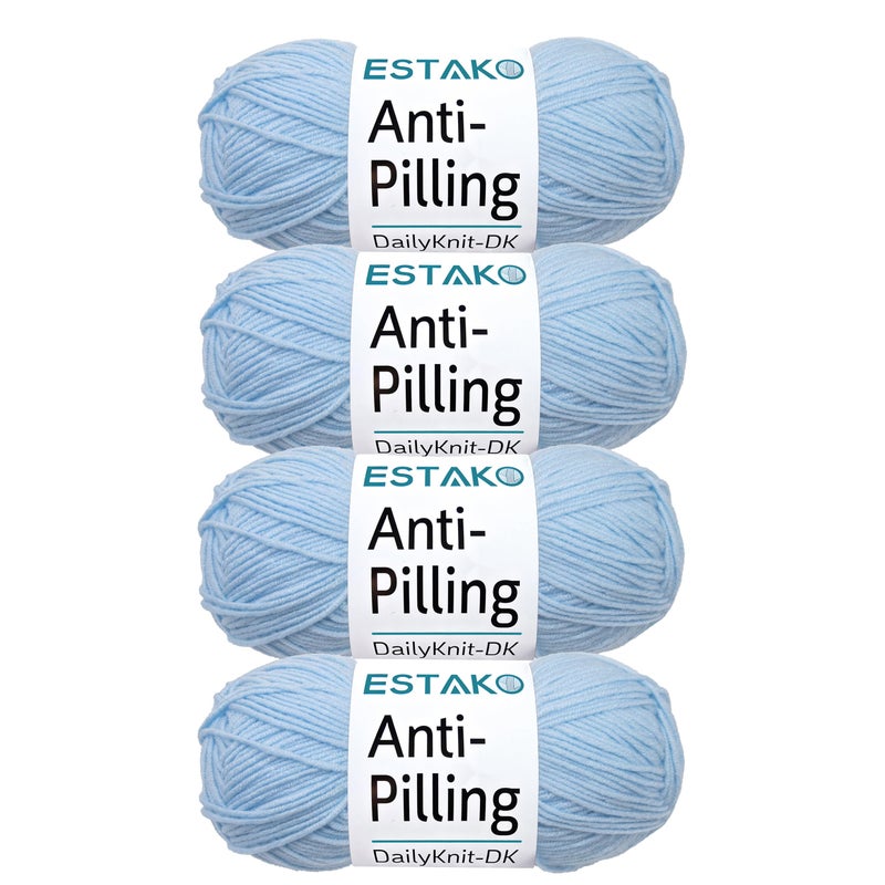 Estako DailyKnit-DK - 100% Anti-Pilling Acrylic Yarn - Soft DK Light Weight #3 - (3.52 oz / 273 Yds) - for Knitting & Crocheting (80055 - Baby Blue) - Image 1