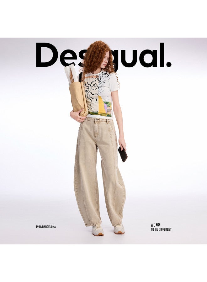 DESIGUAL ss25 New Abstract Print Round Neck Stretch Women's T-shirt - Image 3