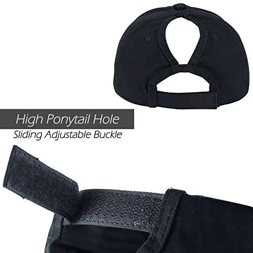 Eohak Ponytail Baseball Hat Distressed Retro Washed Womens Twill - Image 5