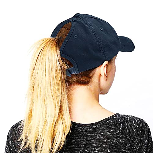 Eohak Ponytail Baseball Hat Distressed Retro Washed Womens Twill - Image 2