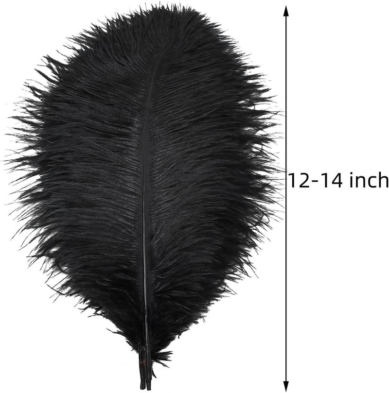Ballinger Black Large Ostrich Feathers - 24Pcs 12-14inch Large Feathers for Vase,Gatsby and Halloween Party Centerpieces - Image 3