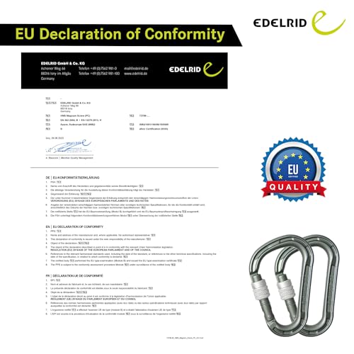 Edelrid HMS Magnum Screw Locking Climbing Carabiner - Large, Robust Aluminum Carabiner Hook for Heavy Duty Climbing, EN 362 & EN 12275 Certified - Image 4