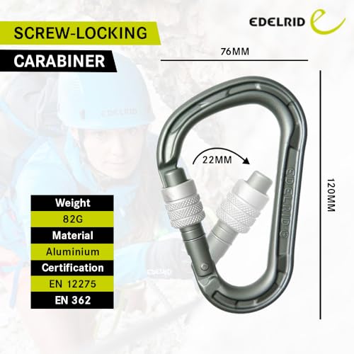 Edelrid HMS Magnum Screw Locking Climbing Carabiner - Large, Robust Aluminum Carabiner Hook for Heavy Duty Climbing, EN 362 & EN 12275 Certified - Image 2