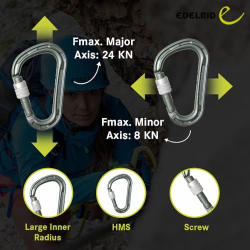 Edelrid HMS Magnum Screw Locking Climbing Carabiner - Large, Robust Aluminum Carabiner Hook for Heavy Duty Climbing, EN 362 & EN 12275 Certified - Image 3