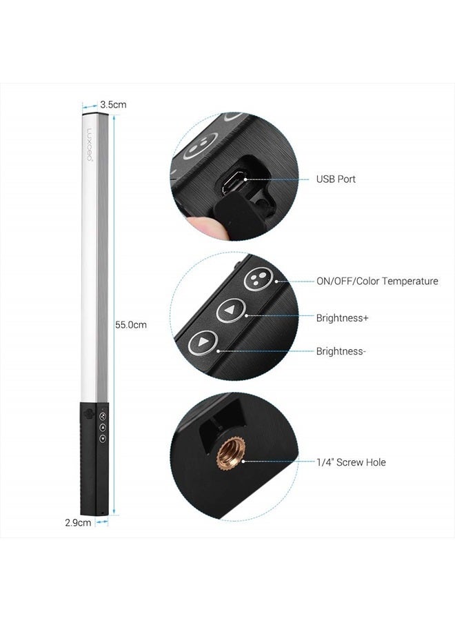 LUXCEO إضاءة تصوير LED RGB من LUXCEO، عصا محمولة، ضوء فيديو LED محمول 1000 لومن CRI 95+ قابلة للشحن عبر USB مع جهاز تحكم عن بعد، حقيبة حمل، درجة حرارة لون قابلة للتعديل 3000K-6000K و36 لونًا - Image 4