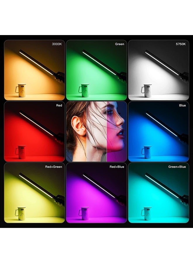 LUXCEO إضاءة تصوير LED RGB من LUXCEO، عصا محمولة، ضوء فيديو LED محمول 1000 لومن CRI 95+ قابلة للشحن عبر USB مع جهاز تحكم عن بعد، حقيبة حمل، درجة حرارة لون قابلة للتعديل 3000K-6000K و36 لونًا - Image 3