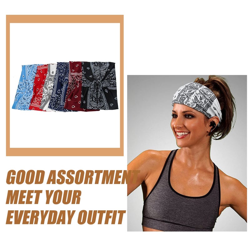 Carede Wide Bandana Headbands for Women Twist Boho Headband Stretchy Turban Head band Head Wraps Yoga Workout Head Bands For Women's Hair,Pack of 6 - Image 5