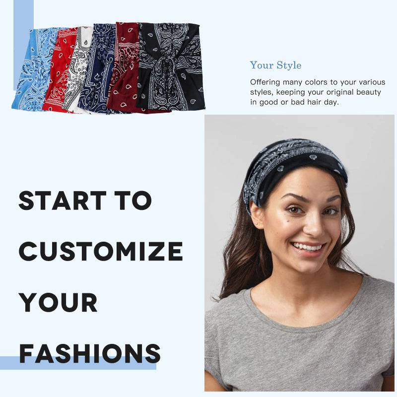 Carede Wide Bandana Headbands for Women Twist Boho Headband Stretchy Turban Head band Head Wraps Yoga Workout Head Bands For Women's Hair,Pack of 6 - Image 4