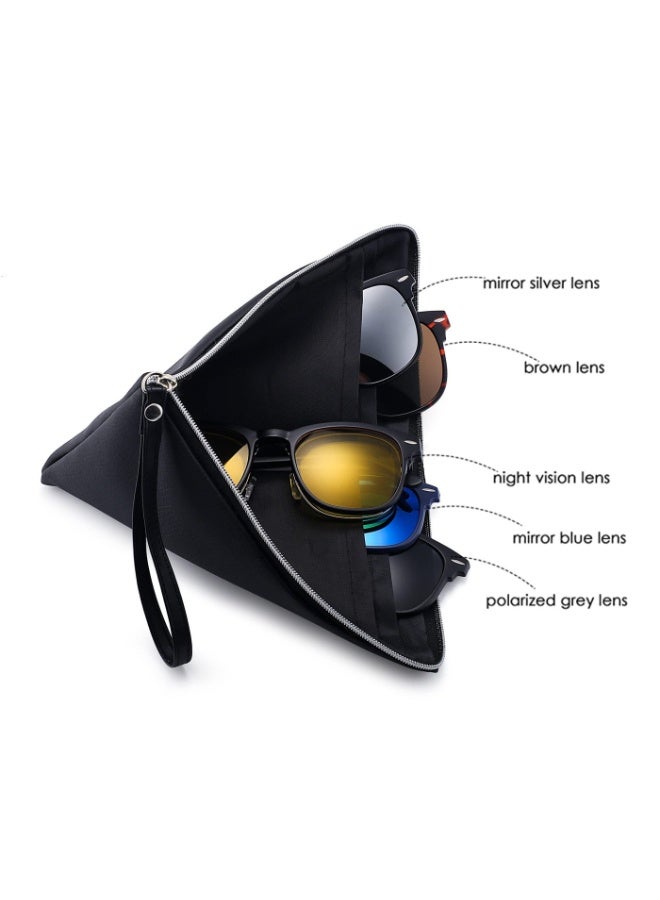 Magnetic Sunglasses for Men and Women Polarized Clip on UV400 Protection Retro Square Eyeglasses for Men Women Eyeglasses Fit Over Night Driving - Image 5