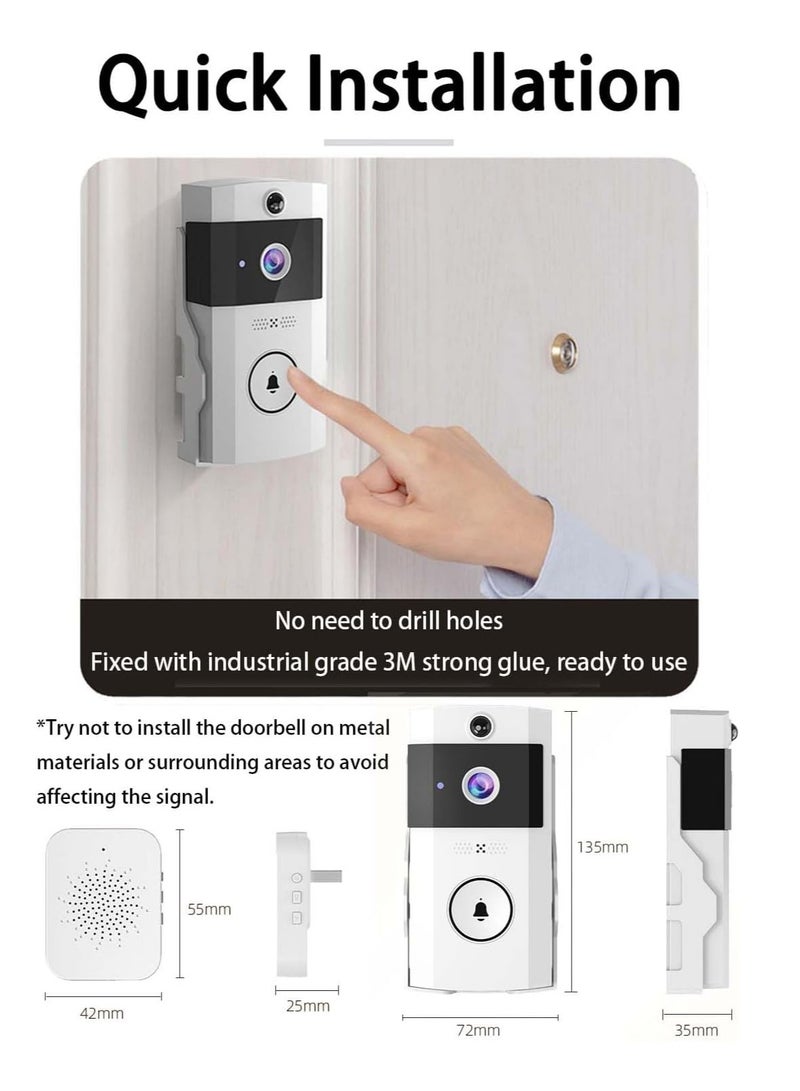Smart Wireless Video Doorbell Wifi Remote Video Doorbell Two Way Voice Intercom Remote Video Security Anti Theft Doorbell With Night Vision Wake Up In Real Time For Home - Image 4