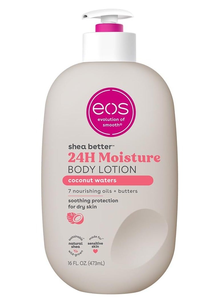 إي أو اس لوشن الجسم Shea Better المرطب لمدة 24 ساعة بماء جوز الهند للبشرة الجافة 473 مل