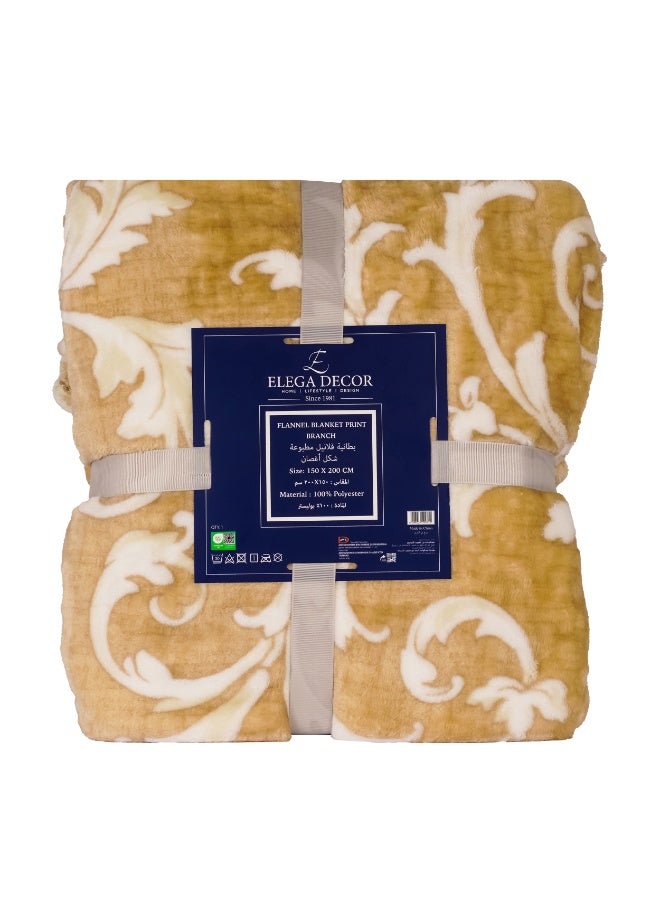 Elega Decor Flannel Blanket – Single (150x200 cm) – Damask Print | Ultra-Soft, Premium Polyester, All-Season Comfort - Image 2