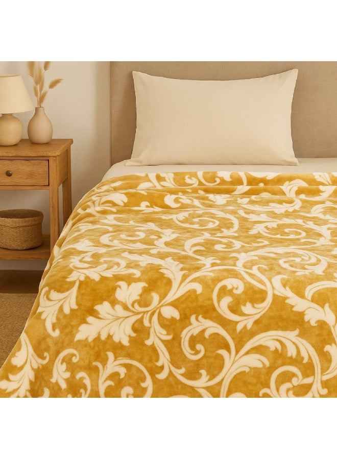 Elega Decor Flannel Blanket – Single (150x200 cm) – Damask Print | Ultra-Soft, Premium Polyester, All-Season Comfort