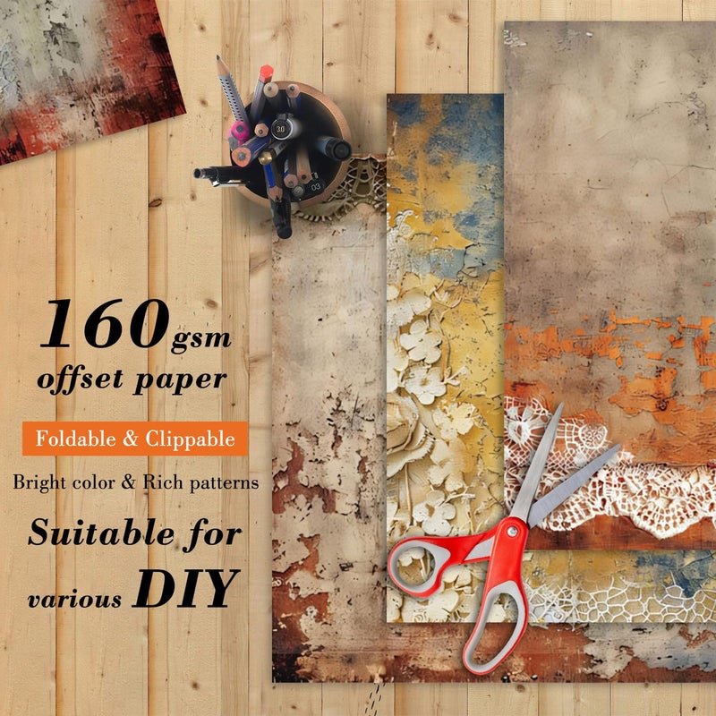 EAMOTOL 6'' Vintage Lace Scrapbook Paper Pad - 24 Sheets Double Sided Origami Cards for Junk Journal Collage Supplies Cards Decor Gifts Crafts DIY Wrapping Decorative Folded Photo Album - Image 4