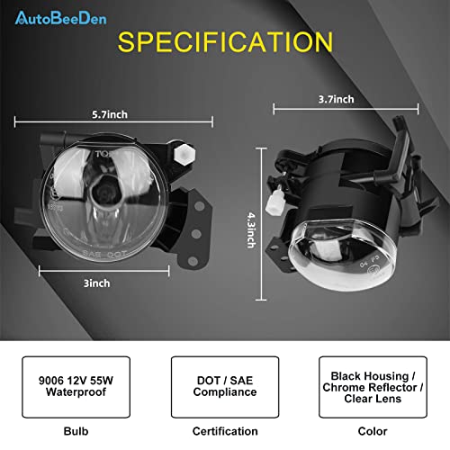 AutoBeeDen Fog Lights for BMW E60 E61 525i 525xi 530i 530xi 545i 550i / E46 325Ci 330Ci / E90 E91 325i 325xi 328i 328xi 330i 330xi 335d 335i 335xi / E63 E64 645Ci 650i E83 X3 M3, 3 5 6 Serie - Image 3