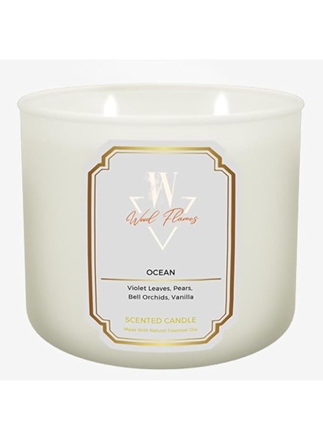 2-Wick Candle w/Essential Oils - 100% Natural Soy Wax | Long-Lasting 14.5 oz Aromatherapy Candle | Luxury Ocean Scented Candle