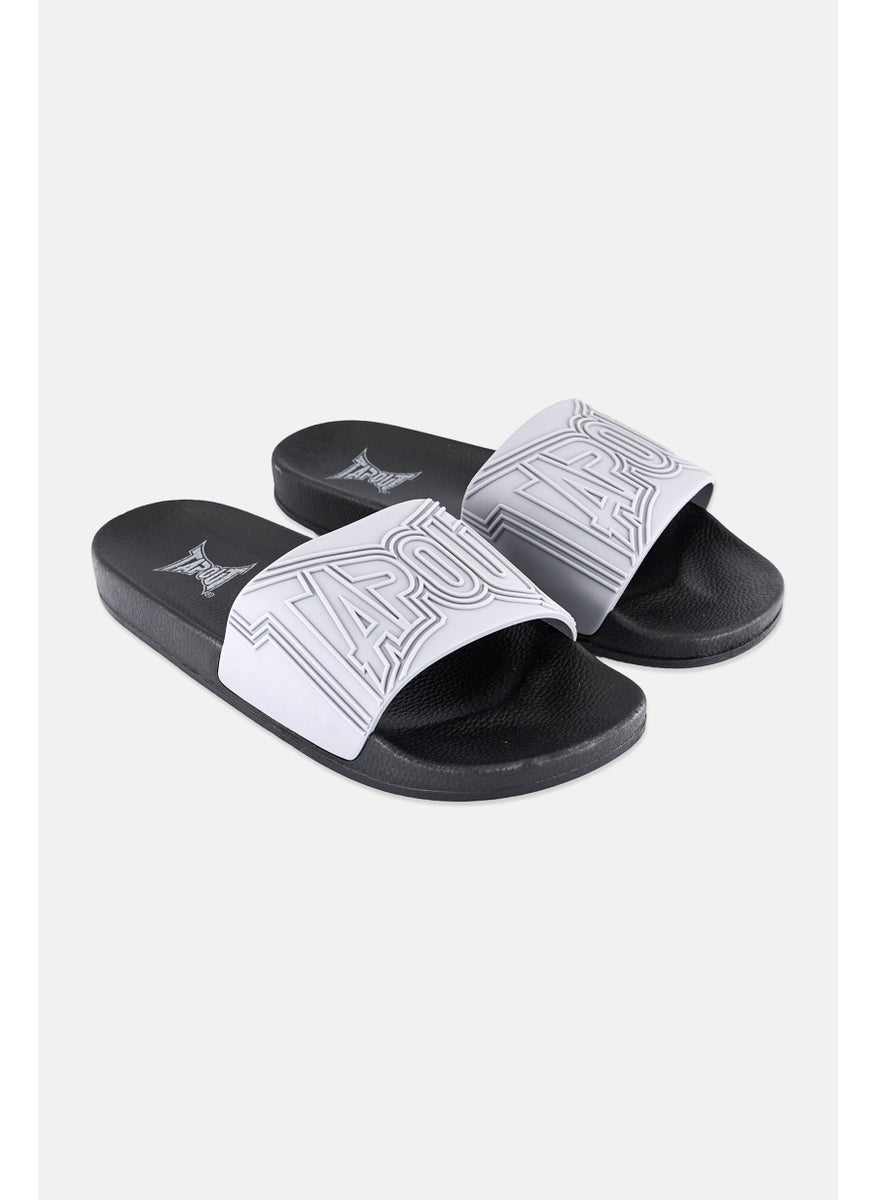 TapouT Men Brand Logo Slip On Slides, Grey  - Image 1