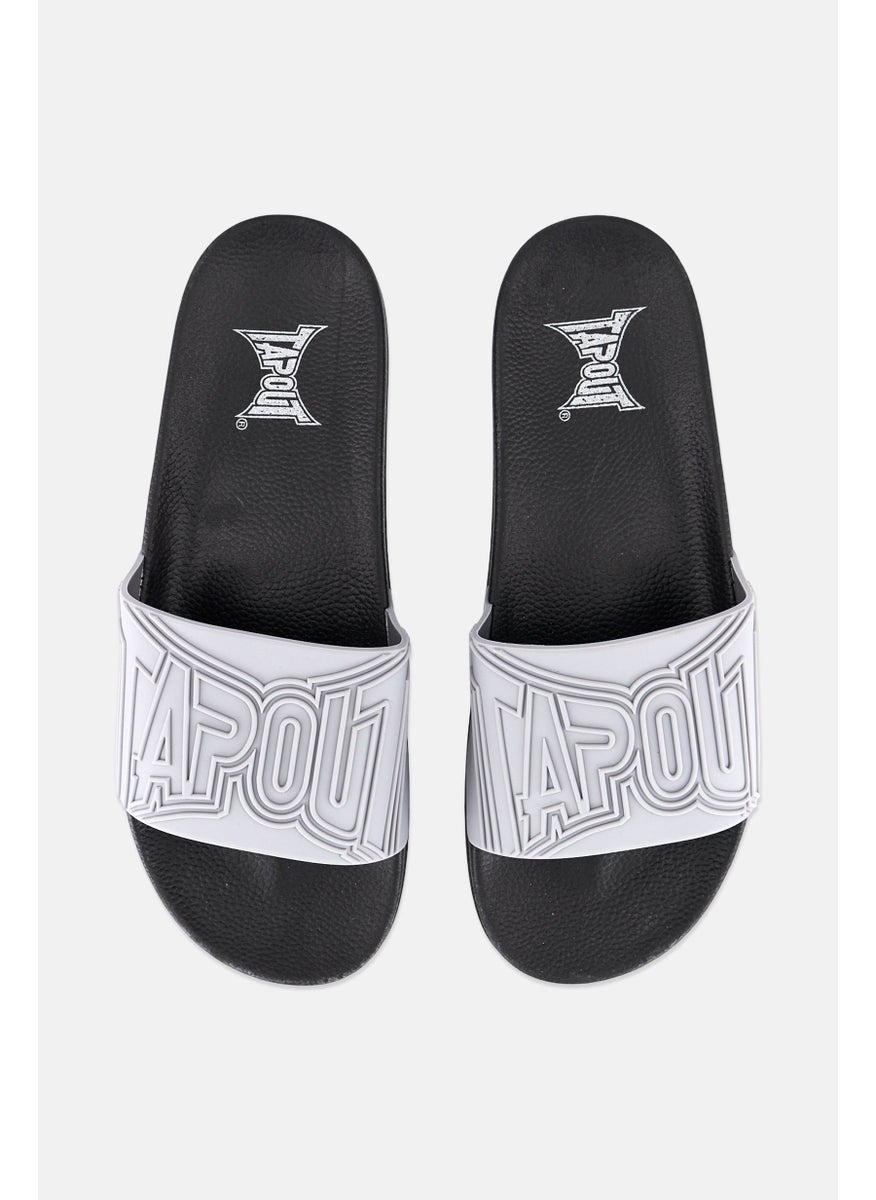 TapouT Men Brand Logo Slip On Slides, Grey  - Image 3