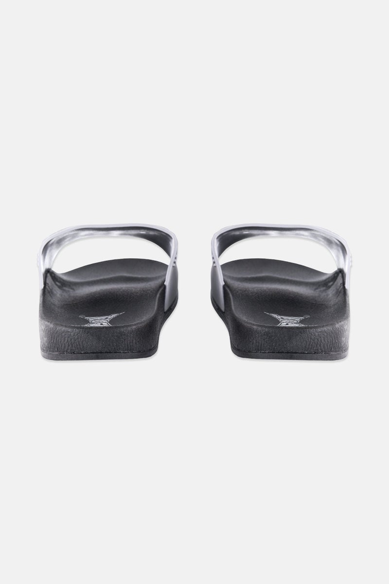 TapouT Men Brand Logo Slip On Slides, Grey  - Image 2
