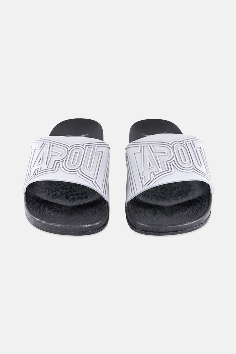 TapouT Men Brand Logo Slip On Slides, Grey  - Image 4