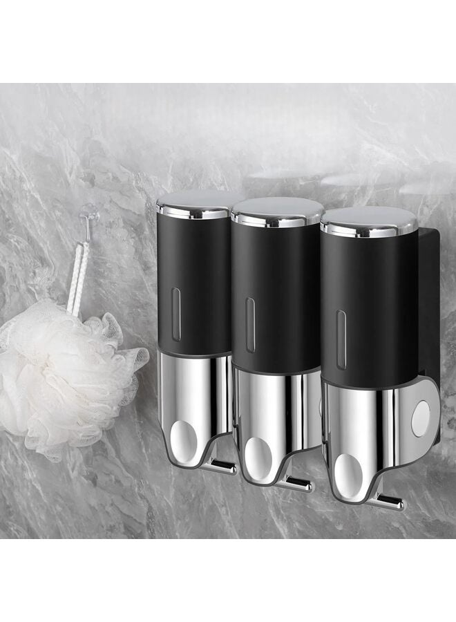 Shampoo and Conditioner Dispenser, 1500ml Dispensers for The Shower, Shower Soap Dispenser 3 Chamber No Drill, Shampoo Conditioner Body Wash Dispenser Wall Mount for Bathroom(Black)  - Image 4