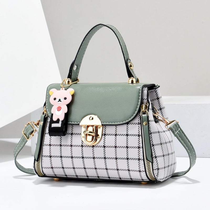 Xiaoyu Small Purses and Handbags for Women Fashion Crossbody Bag Lightweight Shoulder Bag Plaid Pattern Satchel (Green) - Image 2