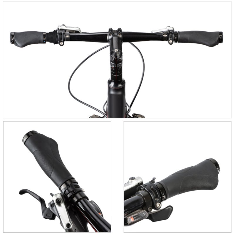 Promend Ergonomic Handlebar Grips Long & Short Size - Soft Nonslip Tpr Wrap Shock Absorption Aluminum Alloy Locking Rings Bike Accessories for Road Mountain Bike Riders - Image 2