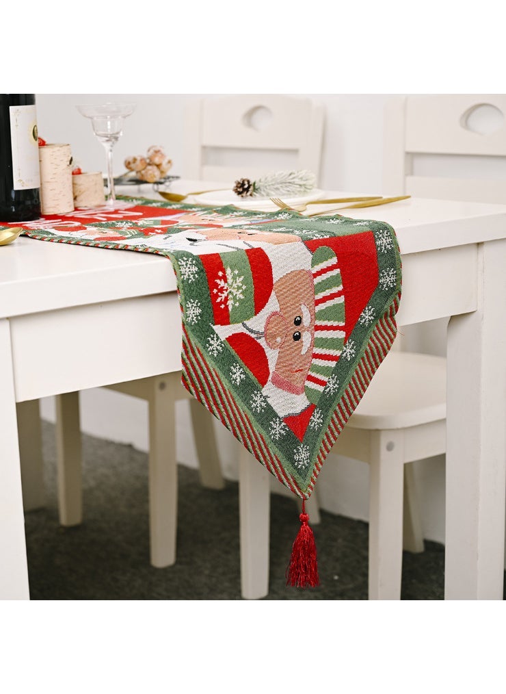 Christmas decorations table runner creative Christmas tablecloth long coffee table table decoration home holiday dress tassel Old Man 