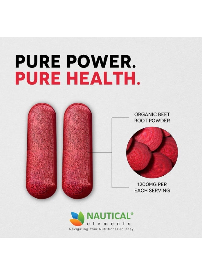 Nautical Beet Root Capsules - 1200mg Per Serving - 200 Beet Root Powder Capsules - Beetroot Powder Supports Blood Pressure, Athletic Performance, Digestive, Immune System (Pure, Non-GMO & Gluten Free - Image 5