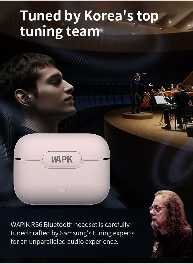 Korean Brand RS6 True Wireless Earpods, 6 Mics Hybrid ANC with AI Wind Noise Reduction, -42dB Noise Cancelling, Transparency Mode, Normal Mode, ANC Mode, 30-Hour Battery Life, Bluetooth 5.4, IPX5 Waterproof, Powerful Bass, Pink. - pzsku/Z0C64120FD74BEAEC49F8Z/45/_/1737529580/75e5275a-5a1b-4840-9c11-7d28d9248789