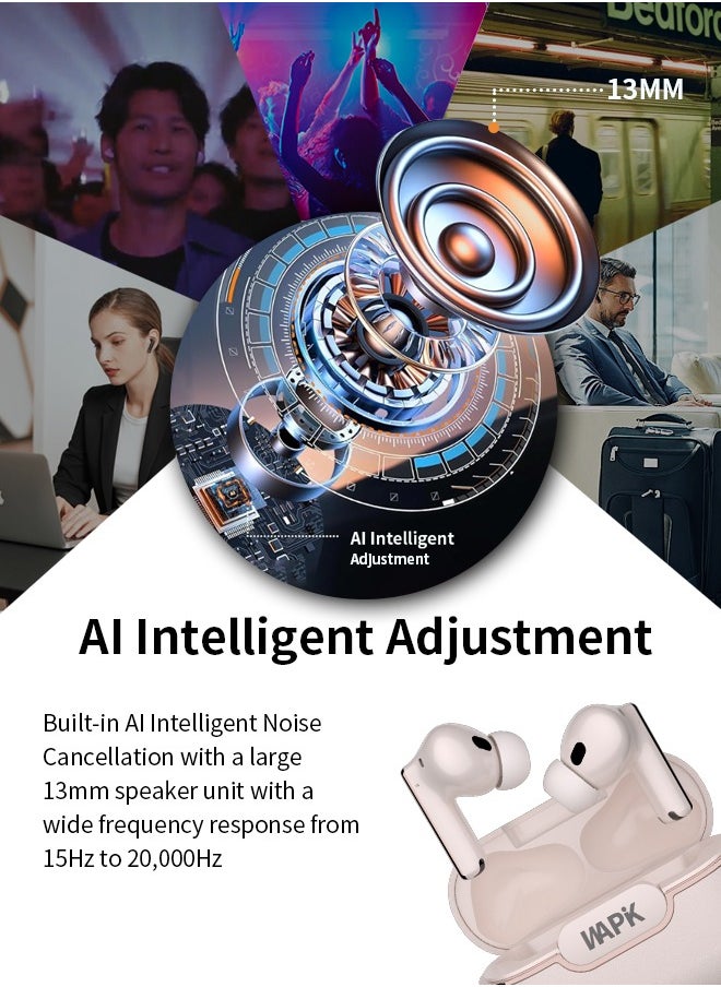 Korean Brand RS6 True Wireless Earpods, 6 Mics Hybrid ANC with AI Wind Noise Reduction, -42dB Noise Cancelling, Transparency Mode, Normal Mode, ANC Mode, 30-Hour Battery Life, Bluetooth 5.4, IPX5 Waterproof, Powerful Bass, Pink. - pzsku/Z0C64120FD74BEAEC49F8Z/45/_/1737529582/a73c940f-a14f-42ac-9e01-975b62f16802