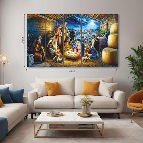 The Castle Decor Jesus baby birth painting with frame 5 Big Size (27x48) Wall Art for living room,Bedroom,Drawing room,Hotels-Wooden Framed-Digital Painting - Image 2