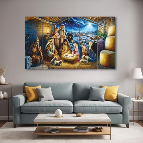 The Castle Decor Jesus baby birth painting with frame 5 Big Size (27x48) Wall Art for living room,Bedroom,Drawing room,Hotels-Wooden Framed-Digital Painting - Image 1