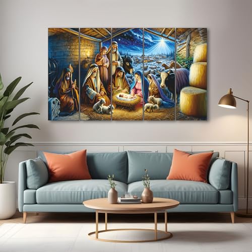 The Castle Decor Jesus baby birth painting with frame 5 Big Size (27x48) Wall Art for living room,Bedroom,Drawing room,Hotels-Wooden Framed-Digital Painting - Image 3