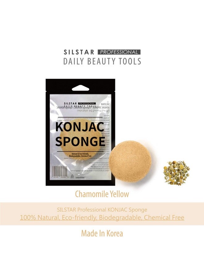 SILSTAR PROFESSIONAL KONJAC Sponge Facial Sponge Bath Sponge Amazing Cleansing for Dry OR Mature Skin - Chamomile Yellow - Image 2