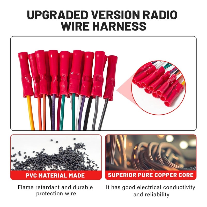 RED WOLF هارنس الأسلاك ستيريو RED WOLF مع موصلات سلكية مثبتة مسبقًا لمركبات فورد ولينكولن - Image 5