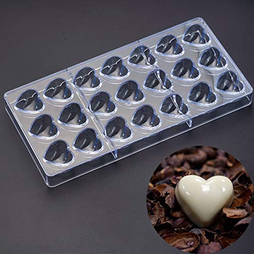 WL Polycarbonate Chocolate Mold, Sweet Candy DIY Mold 21 Mini Heart Shaped Clear Plastic PC Handmade Chocolate Making Mold Pastry Dessert Baking Pan Cake Decoration Tool for Mousse, Jelly, Candy, Chocola - Image 1
