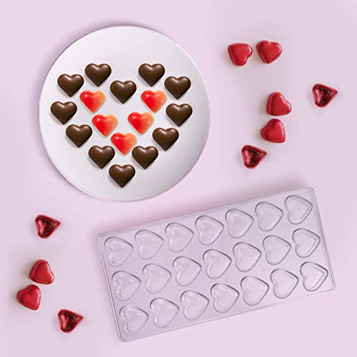 WL Polycarbonate Chocolate Mold, Sweet Candy DIY Mold 21 Mini Heart Shaped Clear Plastic PC Handmade Chocolate Making Mold Pastry Dessert Baking Pan Cake Decoration Tool for Mousse, Jelly, Candy, Chocola - Image 5