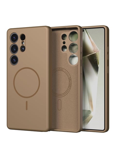 Magnetic Silicone Case for Samsung Galaxy S25 Ultra (2025) – MagSafe Compatible, Slim & Shockproof Design, Lens Protection, Durable Soft-Touch Finish – Desert Gold